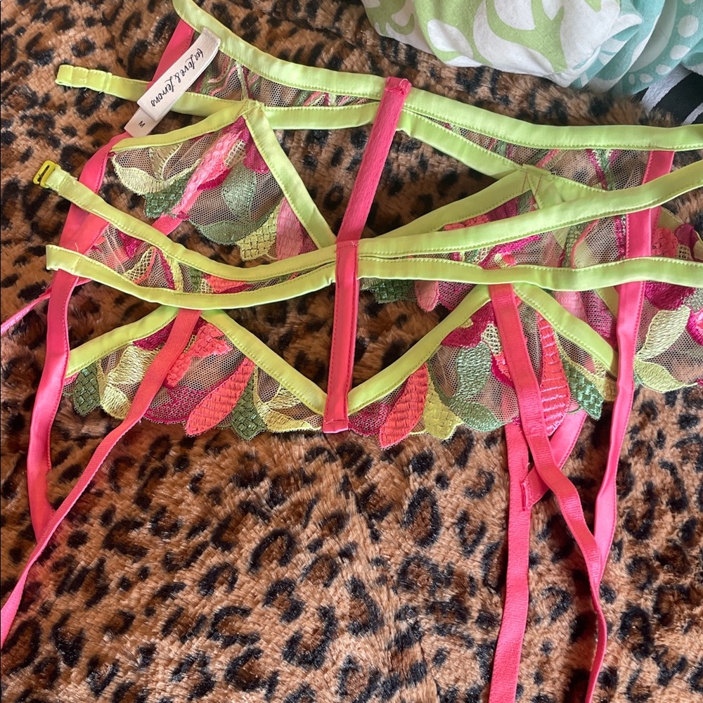 Garter Belt For Love & Lemons Pink and Neon Green